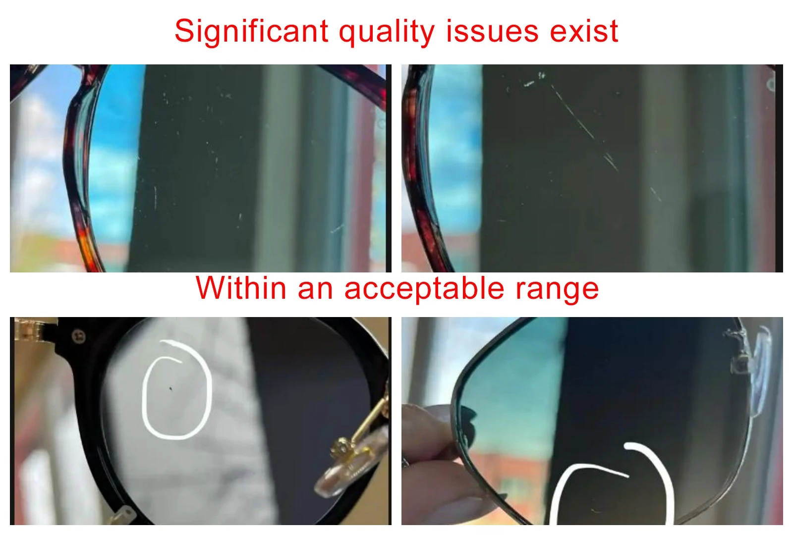 Eyewear quality control checklist for lens pitting and scratches Eyewear quality control checklist for lens pitting and scratches
